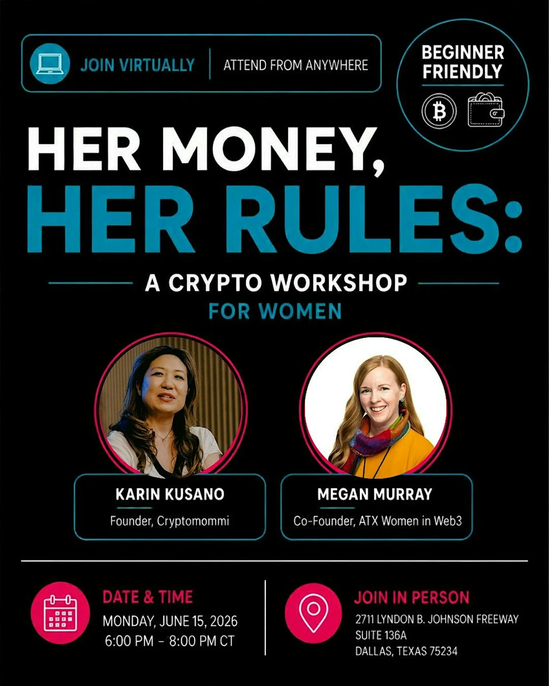 Her Money, Her Rules A Crypto Workshop for Women Virtual or In-Person - ChainWireNOW Events
